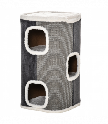 PawHut Cat Barrel Kitten Tree Tower Sisal Scratching Furniture Climbing Frame
