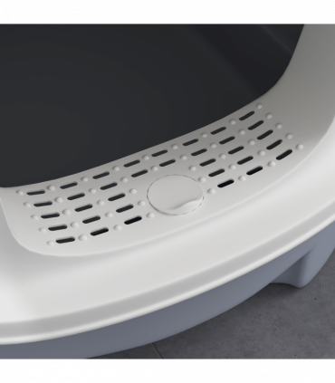 PawHut Cat Litter Box, Hooded Cat Litter Tray with Lid, Scoop, Grey