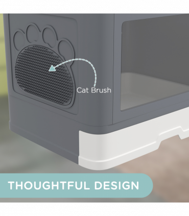 PawHut Cat Litter Tray Enclosed with Lid, Front Entry Top Exit, Scoop, Brush