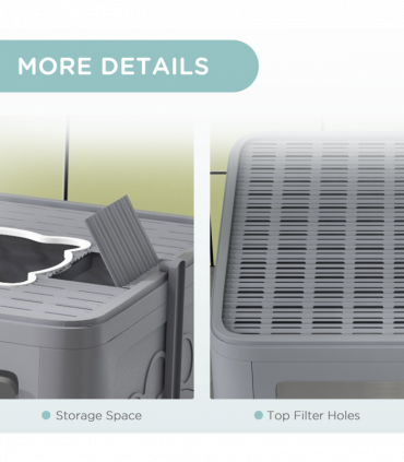 PawHut Cat Litter Tray Enclosed with Lid, Front Entry Top Exit, Scoop, Brush