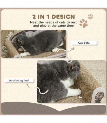 PawHut Cat Scratching Board with Organic Catnip for Indoor Cats, Brown