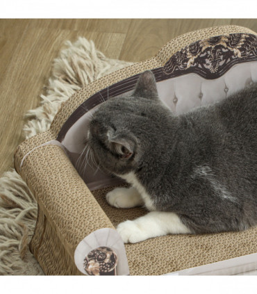 PawHut Cat Scratching Board with Organic Catnip for Indoor Cats, Brown