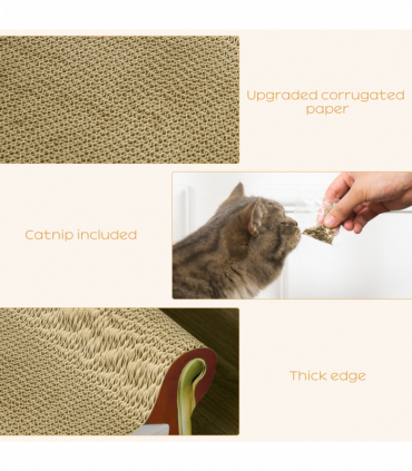 PawHut Cat Scratching Board, Cardboard Lounge Sofa with Catnip, 58 x 29.5 x 29cm