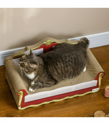 PawHut Cat Scratching Board, Cardboard Lounge Sofa with Catnip, 58 x 29.5 x 29cm