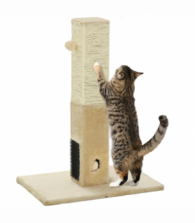 PawHut Cat Scratching Post Scratcher Climber w/ Carpet Base Hanging Toy - Beige