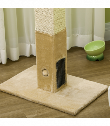 PawHut Cat Scratching Post Scratcher Climber w/ Carpet Base Hanging Toy - Beige