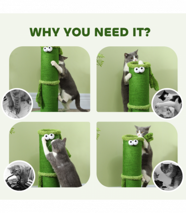 PawHut Cat Scratching Post for Indoor Cats with Sisal Rope Cover, Large Base