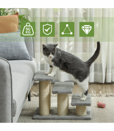 PawHut Cat Steps 3 Stairs Deluxe Pet Portable Easy Climb Assistance Lightweight