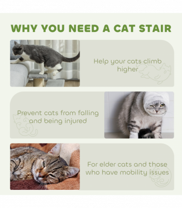 PawHut Cat Steps 3 Stairs Deluxe Pet Portable Easy Climb Assistance Lightweight