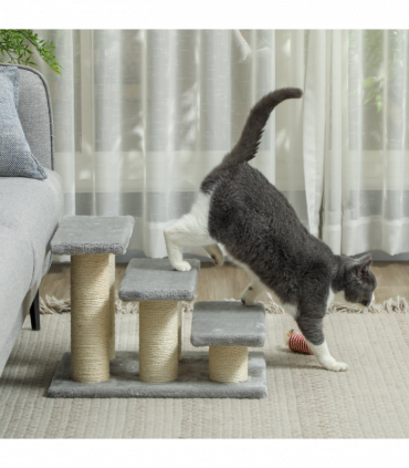 PawHut Cat Steps 3 Stairs Deluxe Pet Portable Easy Climb Assistance Lightweight