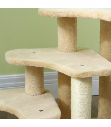 PawHut Cat Tree 2 in 1 Pet Stairs w/ Scratching Tickling Post, Beige