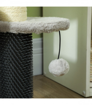 PawHut Cat Tree 2 in 1 Pet Stairs w/ Scratching Tickling Post, Light Grey