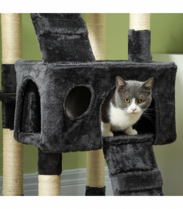 PawHut Cat Tree Scratcher Activity Centre, Condo Scratching Post Toy Bed