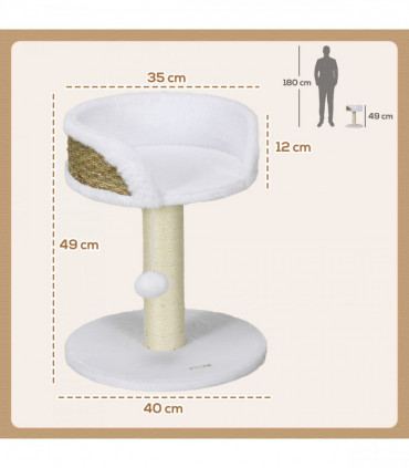PawHut Cat Tree Tower Activity Centre with Scratching Posts White