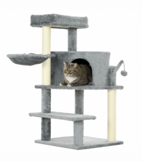 PawHut Cat Tree Tower Climbing  Activity Centre with Sisal Scratching Post Grey