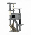 PawHut Cat Tree Tower for Indoor Cats with Scratching Post, House, Toy, Grey