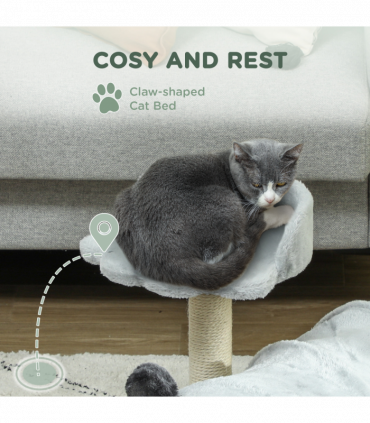 PawHut Cat Tree w/ Scratching Post, Bed, Cat Tunnel, Toy Ball, Grey