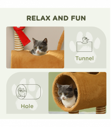 PawHut Cat Tree, 98cm Deer Themed Cat Tower for Indoor Cats and Kittens