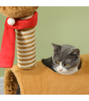 PawHut Cat Tree, 98cm Deer Themed Cat Tower for Indoor Cats and Kittens