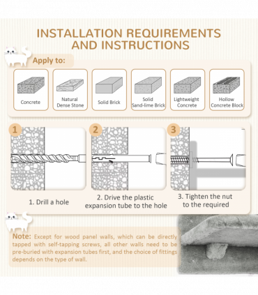 PawHut Cat Wall Furniture with Hammock Platforms Ladder Scratching Post - Grey