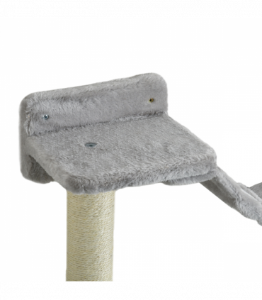 PawHut Cat Wall Furniture with Hammock, Perches, Ladder, Scratching Post, Grey