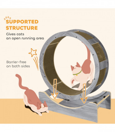 PawHut Cat Wheel with Brake, Scratching Pads - Grey