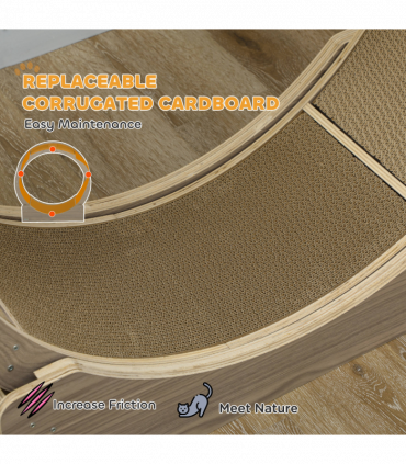 PawHut Cat Wheel with Brake, Scratching Pads - Walnut Brown