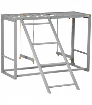 PawHut Chicken Activity Play Chicken Coop with Swing Set for 3-4 Birds, Grey