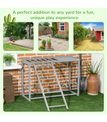 PawHut Chicken Activity Play Chicken Coop with Swing Set for 3-4 Birds, Grey