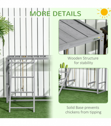PawHut Chicken Activity Play Chicken Coop with Swing Set for 3-4 Birds, Grey