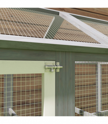 PawHut Chicken Run, Wooden Chicken Coop w/ Combinable Design - Grey