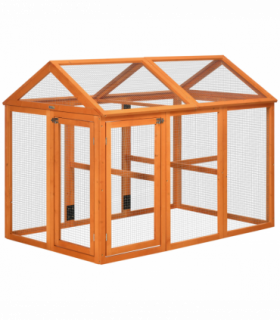 PawHut Chicken Run, Wooden Chicken Coop w/ Combinable Design - Orange