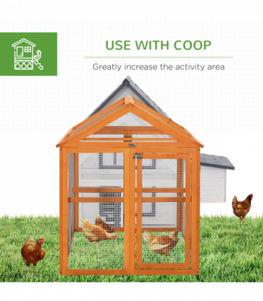 PawHut Chicken Run, Wooden Chicken Coop w/ Combinable Design - Orange