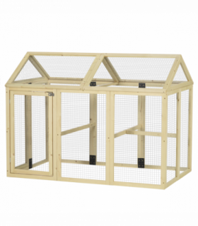 PawHut Chicken Run, Wooden Chicken Coop w/ Combinable Design-Natural Wood Finish