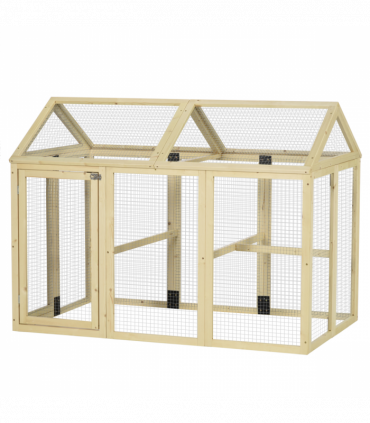 PawHut Chicken Run, Wooden Chicken Coop w/ Combinable Design-Natural Wood Finish