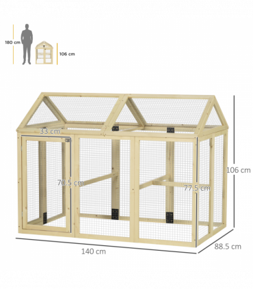 PawHut Chicken Run, Wooden Chicken Coop w/ Combinable Design-Natural Wood Finish