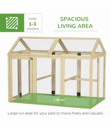 PawHut Chicken Run, Wooden Chicken Coop w/ Combinable Design-Natural Wood Finish