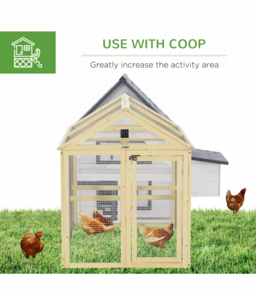 PawHut Chicken Run, Wooden Chicken Coop w/ Combinable Design-Natural Wood Finish