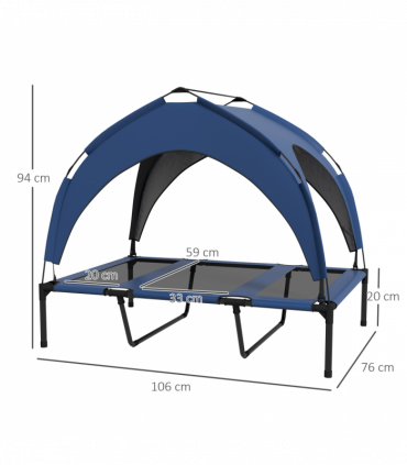 PawHut Cooling Raised Dog Bed w/ Breathable Mesh, for L Dogs - Dark Blue