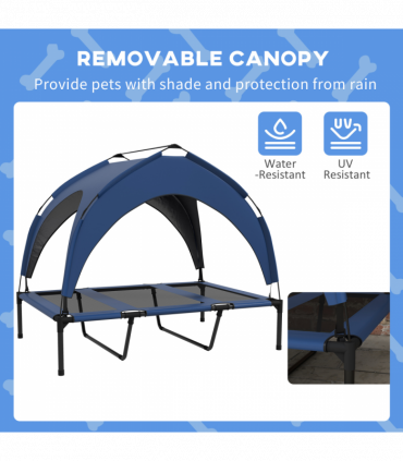 PawHut Cooling Raised Dog Bed w/ Breathable Mesh, for L Dogs - Dark Blue