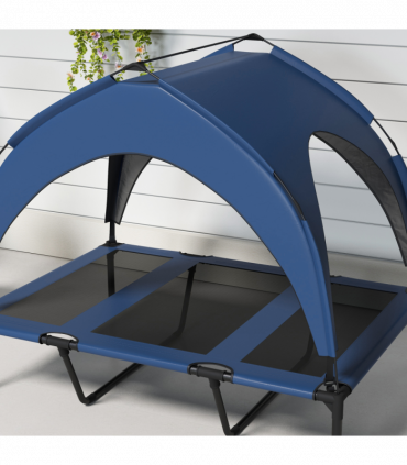 PawHut Cooling Raised Dog Bed w/ Breathable Mesh, for L Dogs - Dark Blue