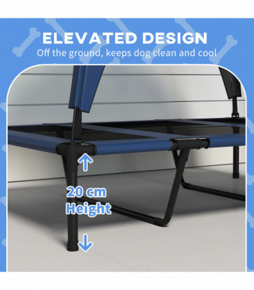 PawHut Cooling Raised Dog Bed w/ Breathable Mesh, for L Dogs - Dark Blue