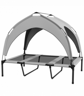 PawHut Cooling Raised Dog Bed w/ Breathable Mesh, for L Dogs - Light Grey