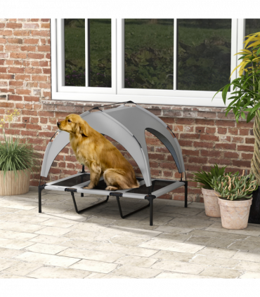 PawHut Cooling Raised Dog Bed w/ Breathable Mesh, for L Dogs - Light Grey