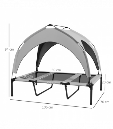 PawHut Cooling Raised Dog Bed w/ Breathable Mesh, for L Dogs - Light Grey