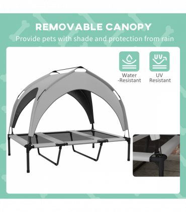 PawHut Cooling Raised Dog Bed w/ Breathable Mesh, for L Dogs - Light Grey