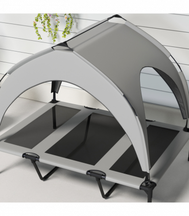 PawHut Cooling Raised Dog Bed w/ Breathable Mesh, for L Dogs - Light Grey