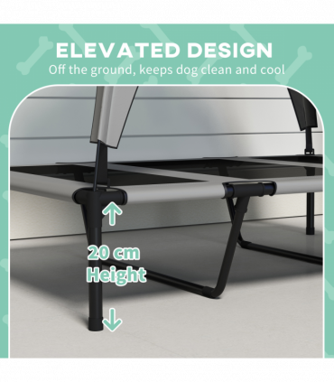 PawHut Cooling Raised Dog Bed w/ Breathable Mesh, for L Dogs - Light Grey