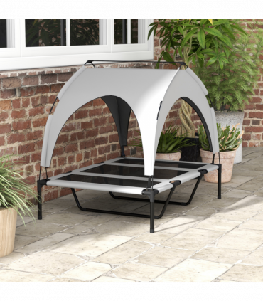 PawHut Cooling Raised Dog Bed w/ Breathable Mesh, for L Dogs - Light Grey