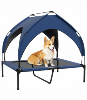 PawHut Cooling Raised Dog Bed w/ Breathable Mesh, for M, L Dogs - Dark Blue